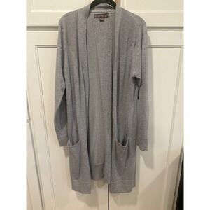 Alexandra + Oak Womens Grey teacher Open Front Cardigan Sweater Size L boho